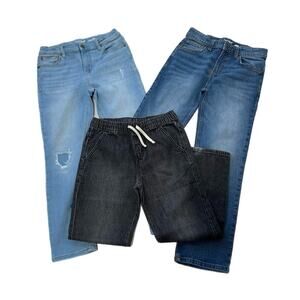Cat & Jack Boy's 12 Straight Jeans Lot Of 3 Stretch Cotton Blend Casual Classic